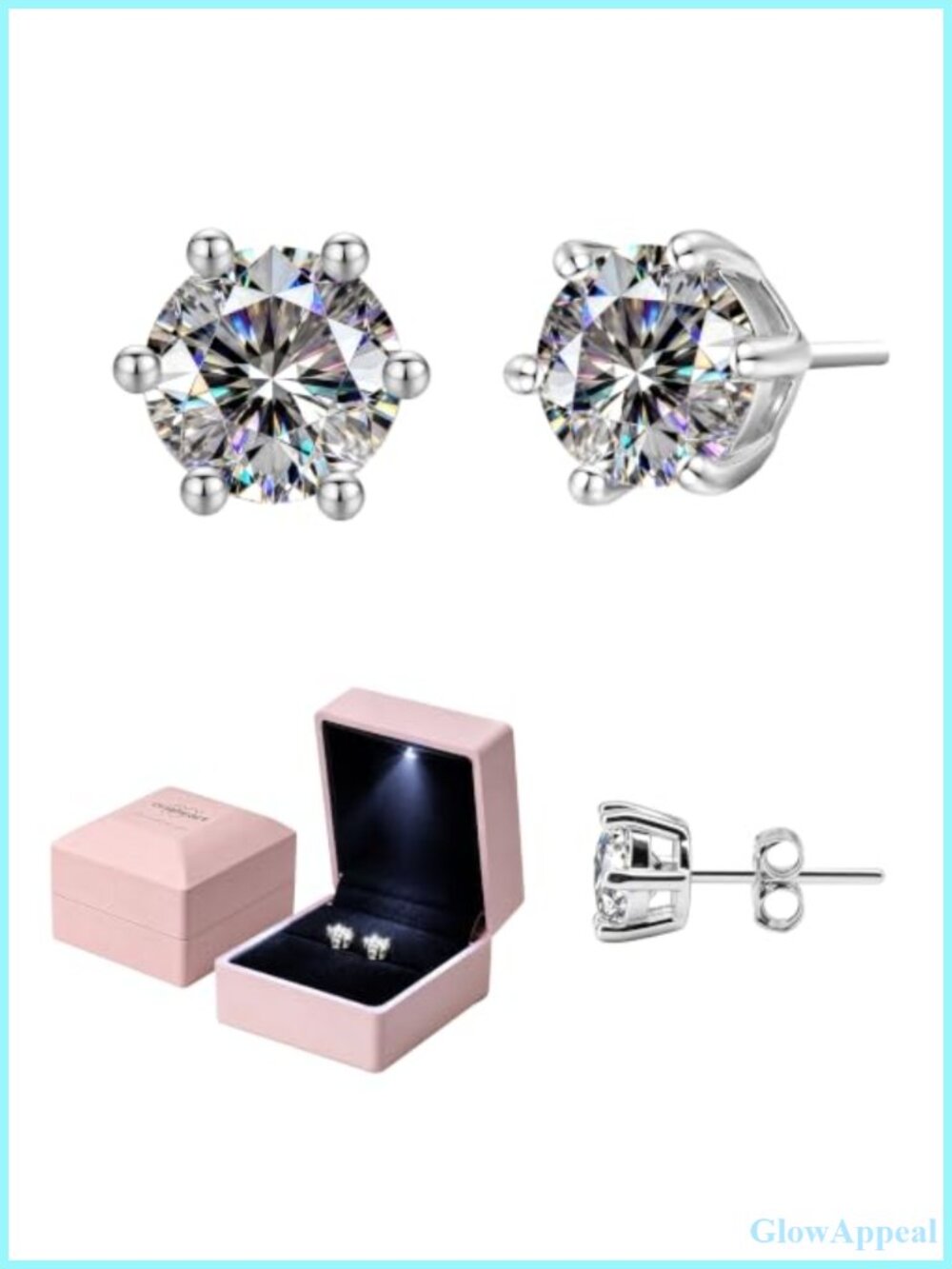 Moissanite Stud Dangle Earrings Sterling Silver 18K Gold Tone